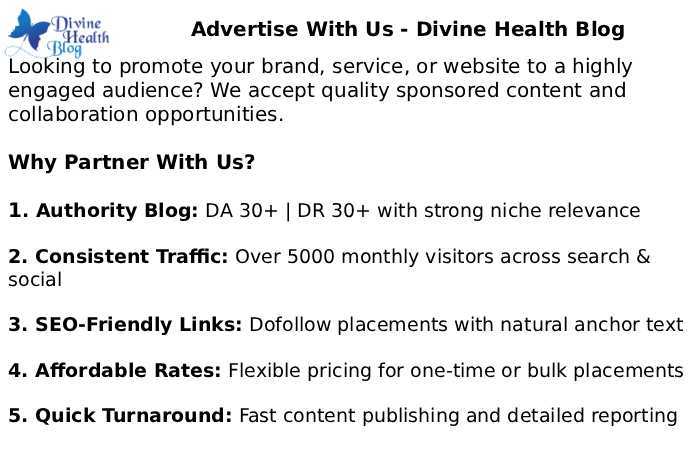 Advertise With Us - Divine Health Blog